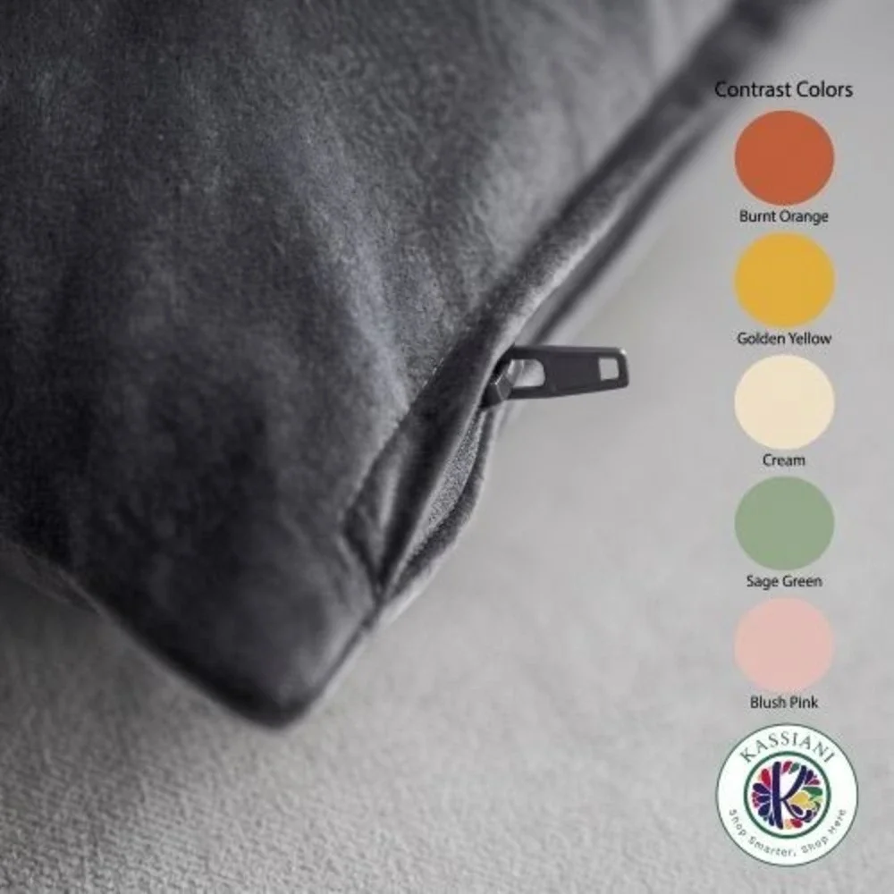 IKEA SANELA Cushion Covers 20x20 Dark Gray Velvet Pillowcases - Set of 2
